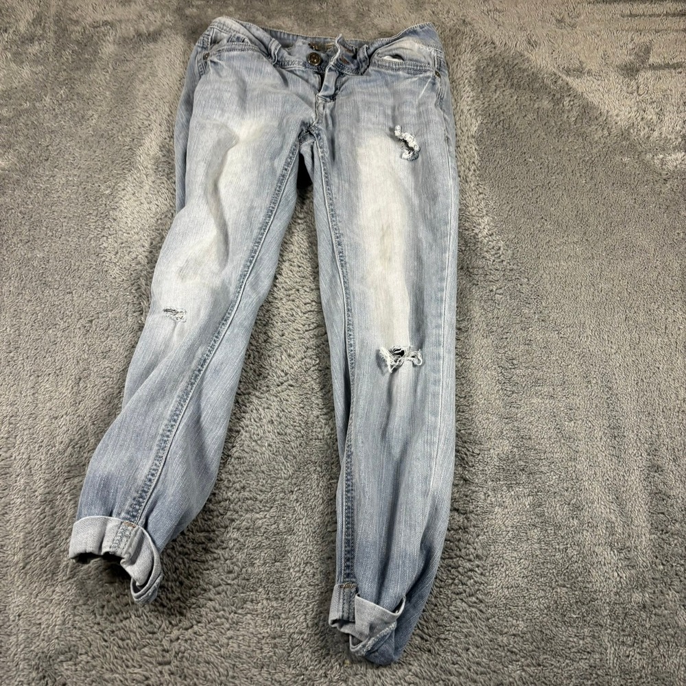 WallFlower Distressed Skinny Jeans Light Wash Ripped Denim Low Rise Size 1